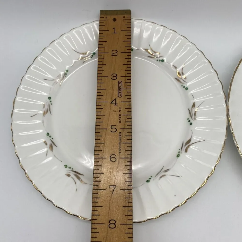 Fondeville EmbassyWare England Bone China Gold Leaf Cut Trim Set Of 6 Plates
